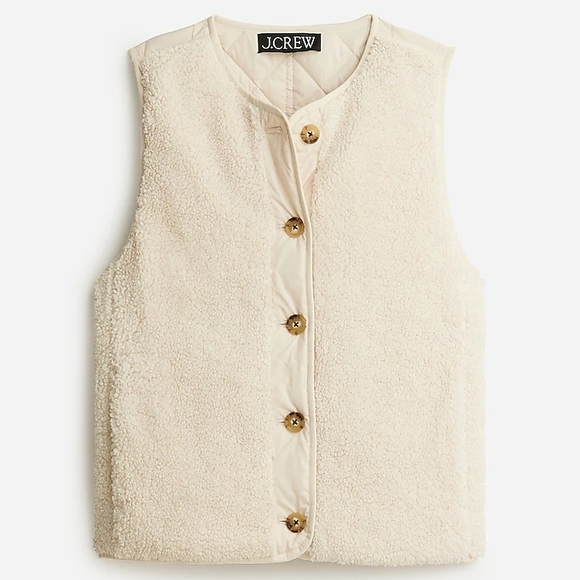 J.Crew Cream Reversible Vest in Primaloft - Picture 1 of 3